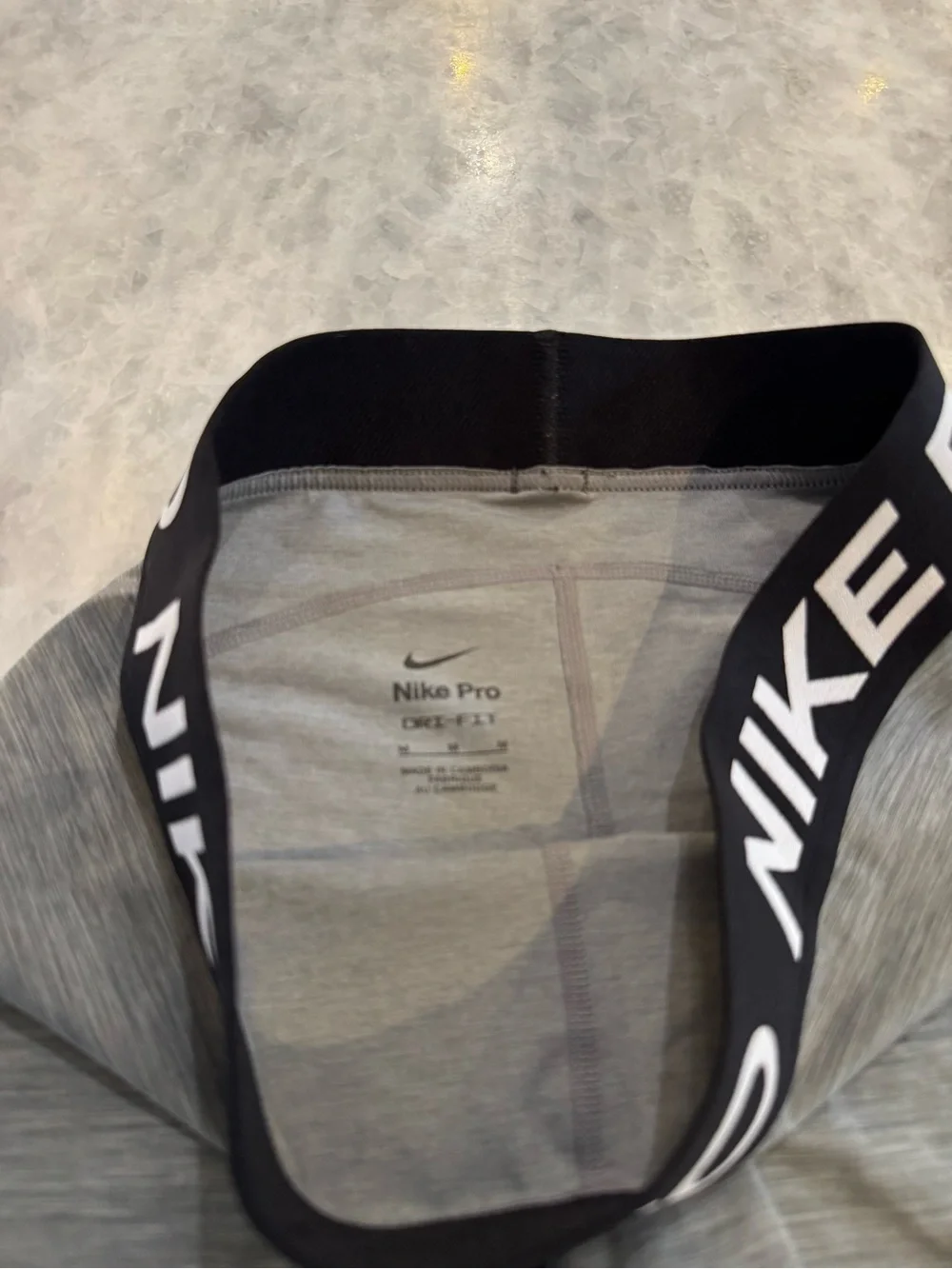 Nike Pro Gray Women's Athletic Shorts with Black Branded Waistband